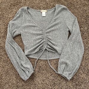 Altar'd State Gray Ruched Sweater Crop Top